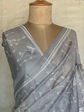 Kayal - Ash Embroidered Pure Kota Silk Saree