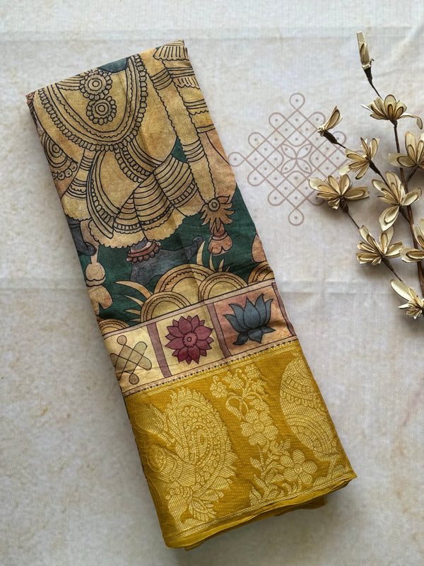 Sungudi x Kalamkari Cotton Saree