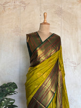 Semi Kanchi Silk Saree – Mehandi Green with Green Zari Border