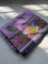 Narthaki - Mangalagiri Semi Silk Tanjore Handpainted Saree with Silver Temple Zari Border