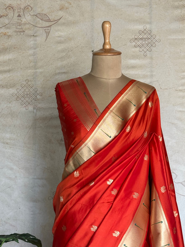 Paithani Saree with Peacock Buttas