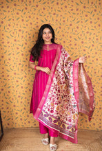 Dwaraka - Raw Silk 3-Piece Suit Set with Kalamkari Dupatta