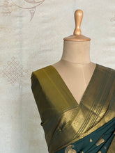 Semi Kanchi Silk Saree – Green & Gold Saree