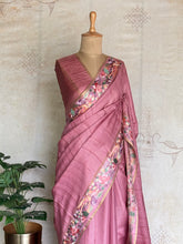 Vasantika - Pure Tussar Saree with Floral Embroidered Borders
