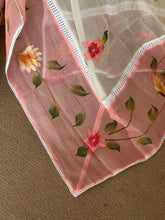 Hand-Painted Floral Kota Cotton Saree with Soft Pink Border