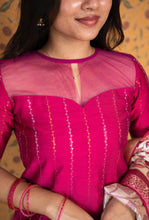 Dwaraka - Raw Silk 3-Piece Suit Set with Kalamkari Dupatta