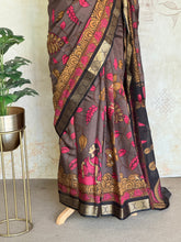 Parijata - Dola Silk With Kalamkari Prints And Zari Border