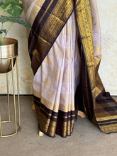 Semi Kanchi Silk Saree – Lavender & Navy with Gold Zari
