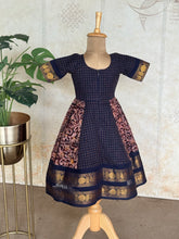 Thendral - Kids A-Line Dress With Kolam Embroidery & Sungudi Border