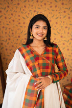 Vaishnava - Chettinad Cotton Angarkha Anarkali Dress with Dupatta Onam Edit