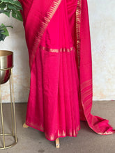 Chandrika - Fuchsia Matka Silk Saree with Zari Checks & Temple Border