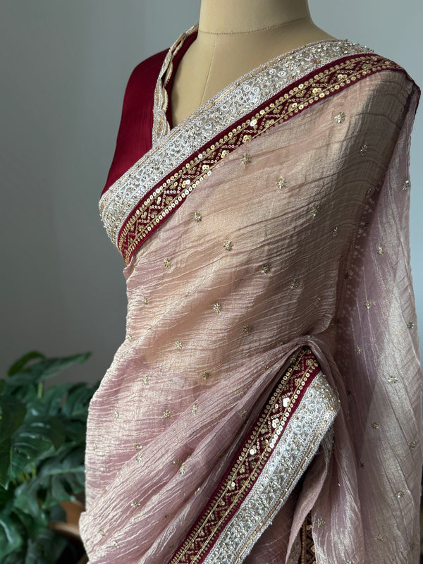Pure Silk Tissue Georgette Saree – Designer Wedding & Festive Wear