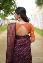 Gauri - Sungudi Cotton Saree Plum Purple with Orange Raw Silk Blouse