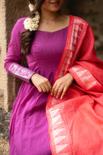 Rutvi - Pure Cotton Full Sleeve Anarkali Dress with Woven Dupatta – Royal Purple