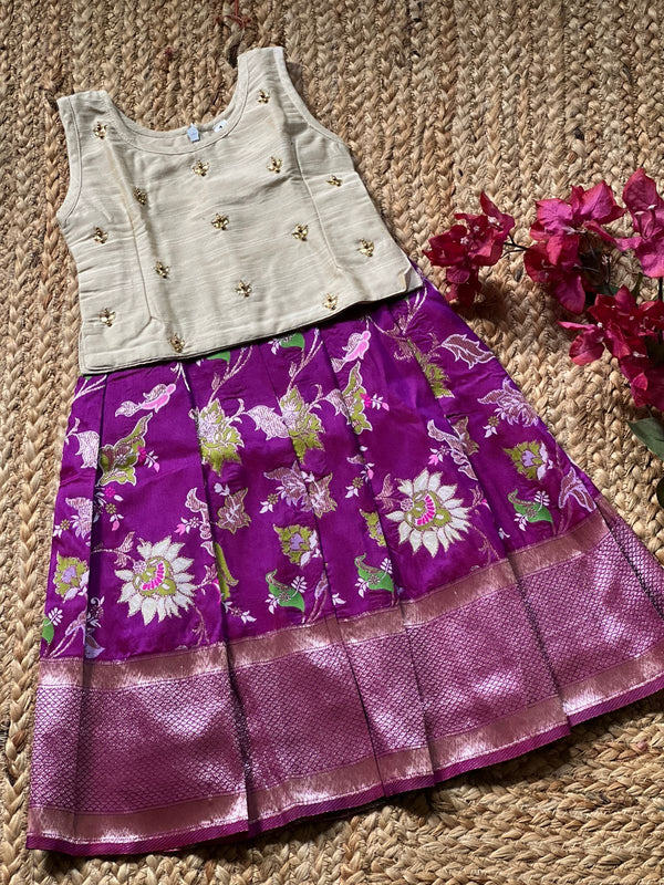 Banarasi Skirt with bodice and embroidered top