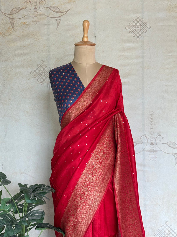 Nijaruna - Pure Matka Silk Saree With Mirror Embellishments