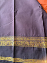 Semi Kanchi Silk Saree – Rust Orange & Deep Purple with Zari Buttas | Retta Petta Border