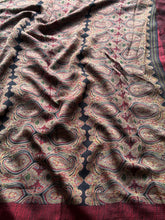 Soft Kashmir Pashmina Saree – Black Paisley Weave