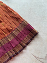 Ziva - Kids Vegan Silk Long Dress – Burnt Orange & Purple with Zari Buttas