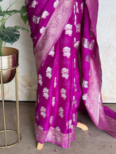 Nandhana - Crinkle Georgette Saree with Sona Rupa Zari Weaving