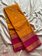 Mustard Gold & Magenta Semi Kanchi Silk Saree