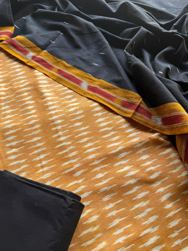 Kamazhi - Ikkat Cotton 3 Piece Suit Set – Yellow & Black