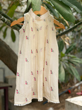 Pleated A line Floral Embroidered Dress - Pink