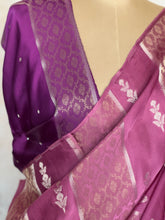 Ishara Mashru Silk Saree - Wine Magenta with Zari Jaal & Floral Buttas