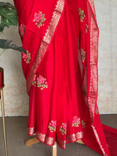 Vandita - Pure Chiffon Saree with Cross Stitch Floral Embroidery