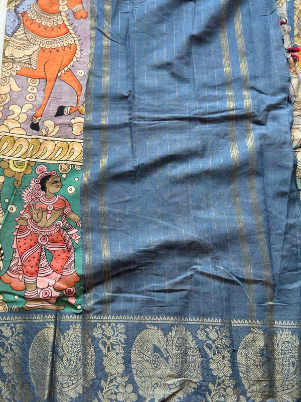 Sungudi x kalamkari Cotton Saree