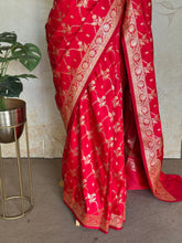Yamini - Pure Banarasi Mushru Saree With Jaal Weaving