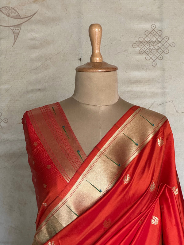 Paithani Saree with Peacock Buttas