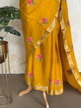 Vandita - Pure Chiffon Saree with Cross Stitch Floral Embroidery
