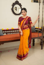 Mustard & Maroon Semi Kanchi Silk Saree