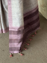 Kadhi Inspired Tussar Saree | Ivory & Mauve Handwoven Saree | Studio Virupa