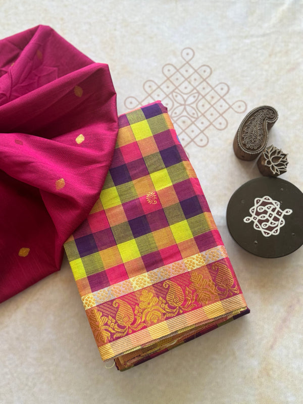 Chettinad Cotton Checkered Saree