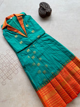 Anicham - 2 in 1 Teal Blue Frock with Zari Border & Overcoat Express