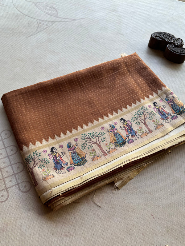 Madhubani - Hand-Painted Madhubani Inspired Tussar Saree
