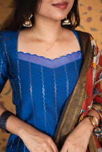 Dwaraka - Raw Silk 3-Piece Suit Set with Kalamkari Dupatta