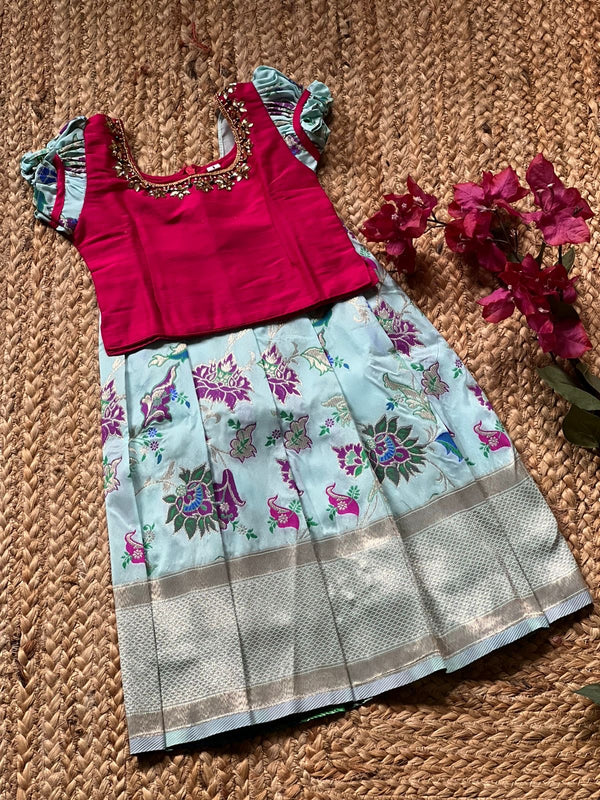 Banarasi Skirt with bodice and embroidered top