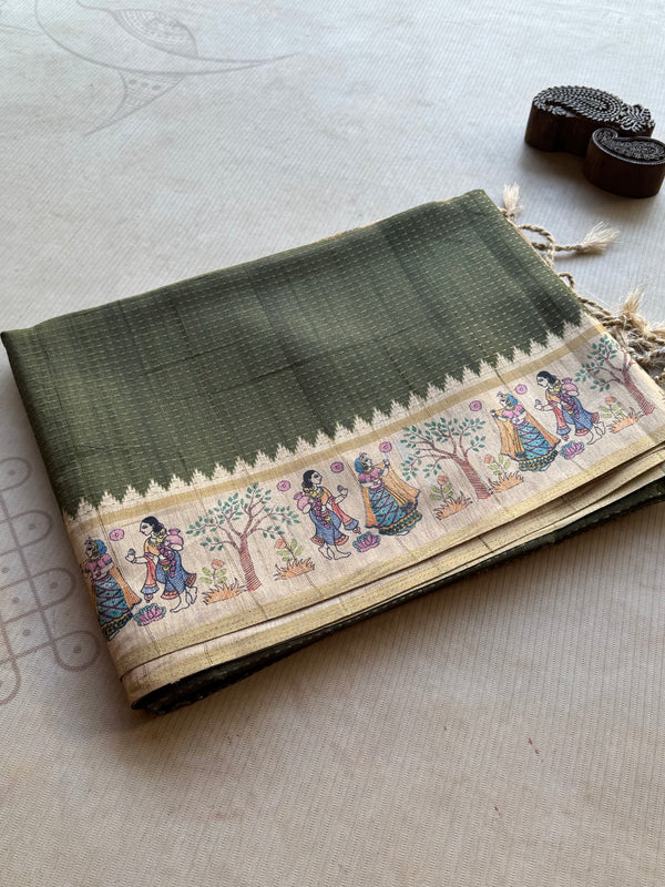 Madhubani - Hand-Painted Madhubani Inspired Tussar Saree