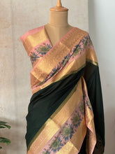 Mysore Crepe Silk Mubbagam Saree with Floral Borders – Festive Ethnic Wear