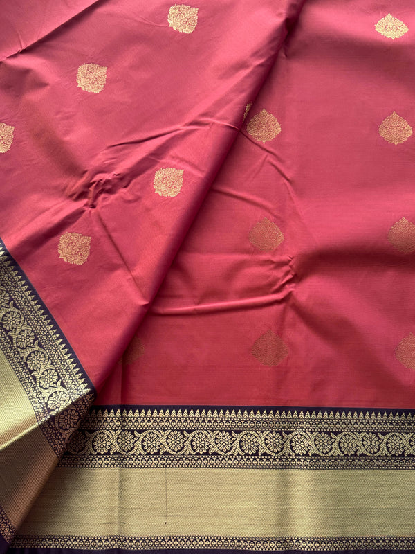 Semi Kanchi Silk Saree - Rust Orange Festive & Ethnic Wear