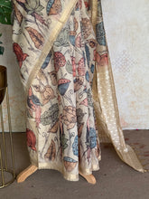Rust blouse piece unstitched kalamkari linen saree studiovirupa