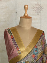 Gulmohar - Pen Kalamkari Tussar Silk Saree with Zari Border & Artistic Pallu