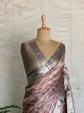 Senorita - Pure Tissue Digital Print Saree – Dusty Rose & Silver Grey