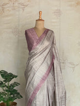 Kadhi Inspired Tussar Saree | Ivory & Mauve Handwoven Saree | Studio Virupa