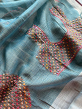 Ceya Linen Saree with Hand Floral Embroidery