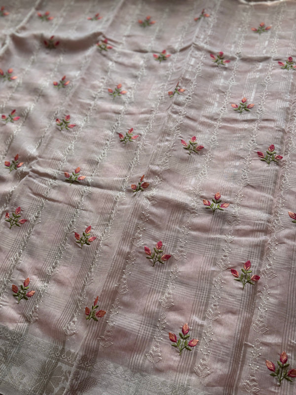 Ciranya Linen - Embroidered Kora Saree