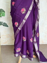 Vandita - Pure Chiffon Saree with Cross Stitch Floral Embroidery